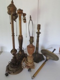 Four lamp bases and parts lot