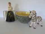 Hedi Schoop planter, bowl and zebra figure