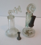 Two glass telephone candy containers, 4