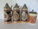 Four Maders Limited Edition Christmas lidded Steins 1980 to 1982 and Maders 80th anv, 9