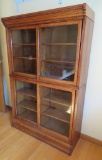 Fabulous stacking bookcase, two part, sliding doors, oak