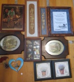 Assorted Artwork, prints and leaded glass window sun catchers
