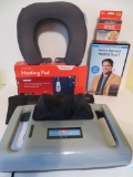 Health lot with massager, hot pad, weights and heated scarf