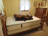 Three piece maple bedroom set, two large dressers and full size bed