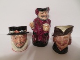 Three Royal Doulton mugs, Falstaff pitcher, Beef Eater and Robin Hood mugs