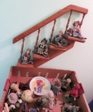 Large lot of figurines, includes Yesterdays child and display shelf