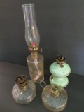 Four miniature oil lamps, 2 1/2