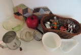 Vintage Kitchen lot with cookie cutters, sifter and reamers