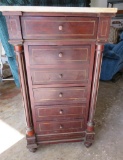 Early period multi drawer chest, marble top