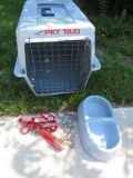 Pet Taxi, 2 leashes, dish and chain collar