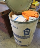 Large barrel of cleaning rags