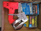 Manual and electric staple guns and staples
