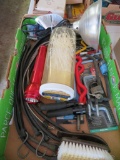 Utility lot with bungy cords, clip on light, hooks, and Mag lite