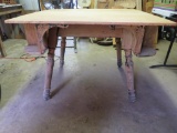 Spoon carved tavern pocket table, stripped and unfinished