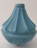 Blue milk glass Hawkeye lighting rod ball, patterned, 5