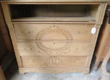 Unfinished four drawer dresser with carving