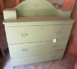 Early painted primitive dresser with storage boxes on top