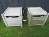 Two hide away hose storage boxes and hoses