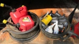 Yard and garden oil, oil changing pan and gas can lot