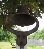 Large Crystal Metal school bell with yoke, 12