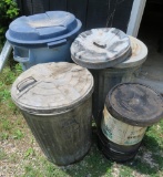 Metal and plastic garbage cans and buckets