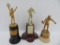 Three vintage 40's trophies, ping pong, boxing and biking, 7