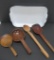 Four great wooden utensils,spoons, paddles and ladles, 10