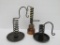 Three interesting twisted metal candle holders, 4 1/2