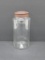 Early hand blown jar with metal lid, 8