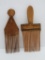 Two antique wooden combs, weaving tools, 9