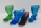Four lovely colored glass shoes and boots