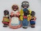 Four vinyl Black Americana dolls, Uncle Mose, Aunt Jemima, Diana, and Wade