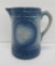 Blue and white stoneware milk pitcher, Cow, 8