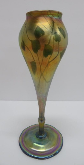 Tiffany Leaf and Vine vase, LC Tiffany Favrile 4786E, 8 3/4"