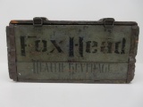 Pre Prohibition wood Beer box, Fox Head, Health Beverage, Waukesha Wis