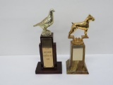 Dog club and pigeon club trophies, 8 1/2