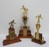 Three large bowling trophy, wooden, 1950's and 1960's