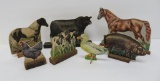 Assorted stand up farm animals, paper on wood bases