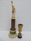Two vintage trophies, basketball 1955 17
