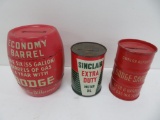 Three automotive tin banks, two Dodge and one Sinclair, 3