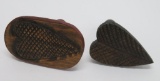 Two wooden folk art heart presses stamps, 5