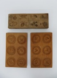 Three lovely wooden molds, animals, fruit and floral
