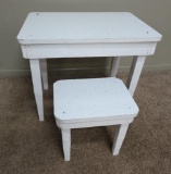 Childs table and stool, formica top, MCM