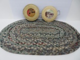 Braided oval rug and two stove pipe covers