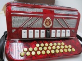 Paolo Soprani accordion, red, with case, button accordion