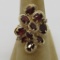14kt yellow gold cluster ring, garnets and diamonds, size 6 1/2