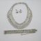 Brilliant rhinestone jewelry set, necklace, earrings and bracelet