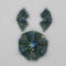Aurora Borealis rhinestone ribbon pin and earrings