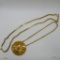 Two Chunky style gold tone necklaces, c 1970/80's, medallion and rhinestone