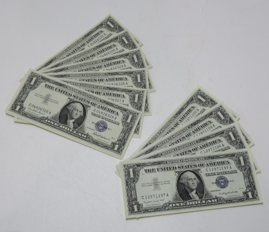 Two sets of sequential silver certificates, 1957